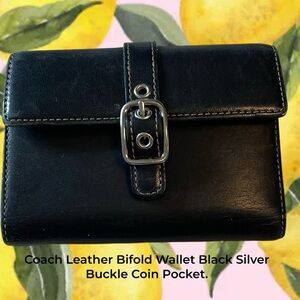 Coach Black Leather Wallet with Silver Buckle